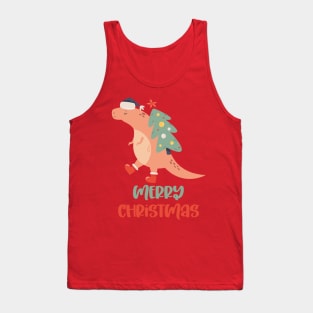 Dinosaur Carrying a Christmas Tree Tank Top